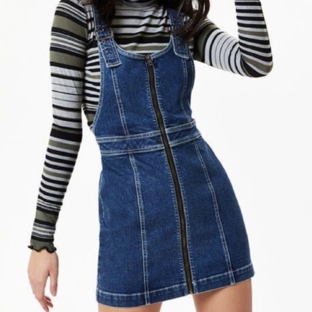 PacSun Stretch Denim Overall Mini-Dress, Color Blue Size S